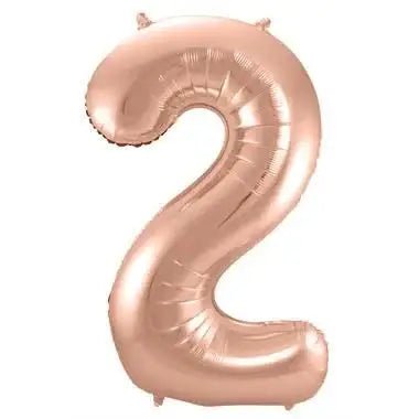 Cijfer Ballon 2 Rose Goud - 86 cm - Ballonnenshop.nl