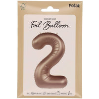Cijfer Ballon 2 - Starlight Goud - 86 cm - Ballonnenshop.nl