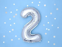 Cijfer Ballon 2 Zilver 35 cm - Ballonnenshop.nl