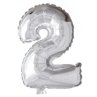 Cijfer Ballon 2 - Zilver - 41 cm - Ballonnenshop.nl