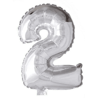 Cijfer Ballon 2 Zilver - 41 cm - Ballonnenshop.nl