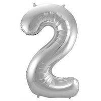 Cijfer Ballon 2 - Zilver - 86 cm - Ballonnenshop.nl
