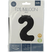 Cijfer Ballon 2 - Zwart - 86 cm - Ballonnenshop.nl