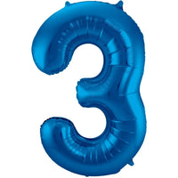 Cijfer Ballon 3 - Blauw - 86 cm - Ballonnenshop.nl