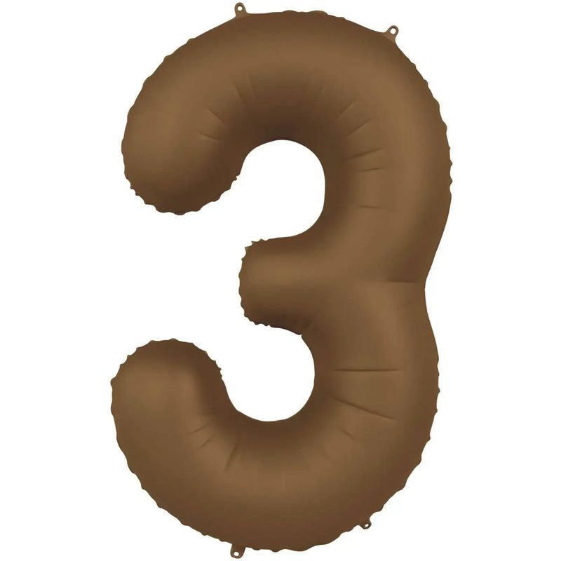 Cijfer Ballon 3 - Bruin - 86 cm - Ballonnenshop.nl