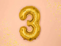 Cijfer Ballon 3 Goud 35 cm - Ballonnenshop.nl