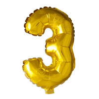 Cijfer Ballon 3 - Goud - 41 cm - Ballonnenshop.nl