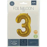 Cijfer Ballon 3 - Goud - 86 cm - Ballonnenshop.nl