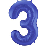 Cijfer Ballon 3 - Mat Blauw - 86 cm - Ballonnenshop.nl