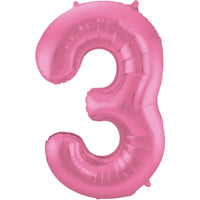 Cijfer Ballon 3 - Mat Roze - 86 cm - Ballonnenshop.nl