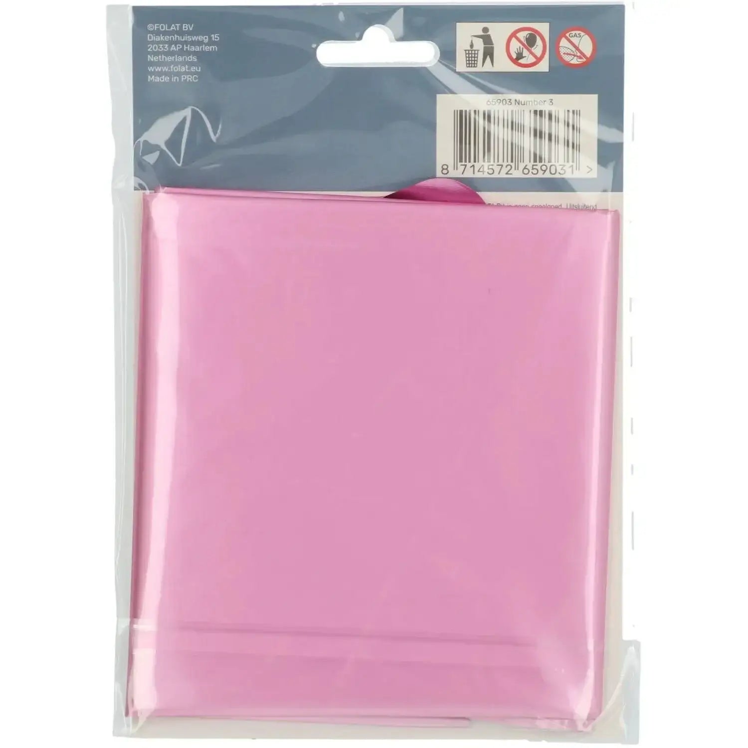 Cijfer Ballon 3 - Mat Roze - 86 cm - Ballonnenshop.nl