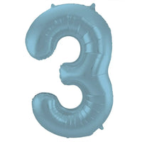 Cijfer Ballon 3 - Pastel Blauw - 86 cm - Ballonnenshop.nl