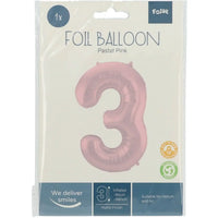 Cijfer Ballon 3 - Pastel Roze - 86 cm - Ballonnenshop.nl