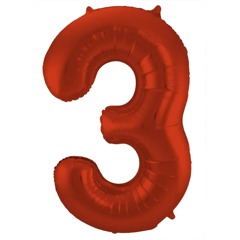 Cijfer Ballon 3 - Rood - 86 cm - Ballonnenshop.nl
