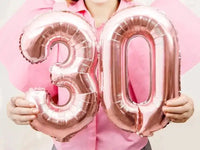 Cijfer Ballon 3 Rose Goud 35 cm - Ballonnenshop.nl