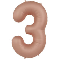 Cijfer Ballon 3 - Vintage Rose - 86 cm - Ballonnenshop.nl