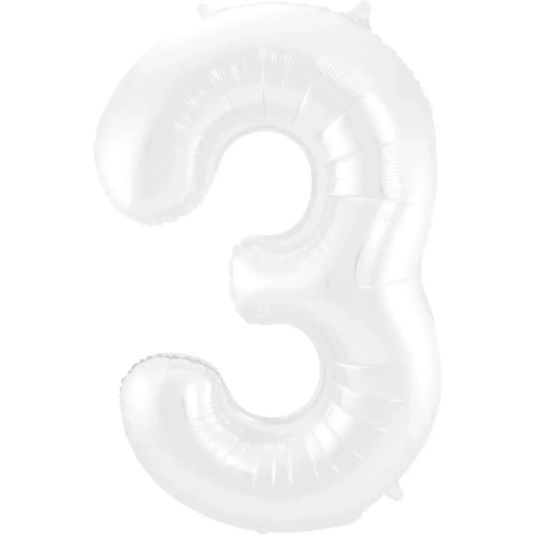 Cijfer Ballon 3 - Wit - 86 cm - Ballonnenshop.nl