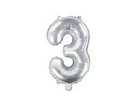 Cijfer Ballon 3 Zilver 35 cm - Ballonnenshop.nl