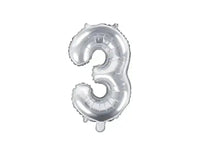 Cijfer Ballon 3 Zilver 35 cm - Ballonnenshop.nl