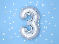 Cijfer Ballon 3 Zilver 35 cm - Ballonnenshop.nl