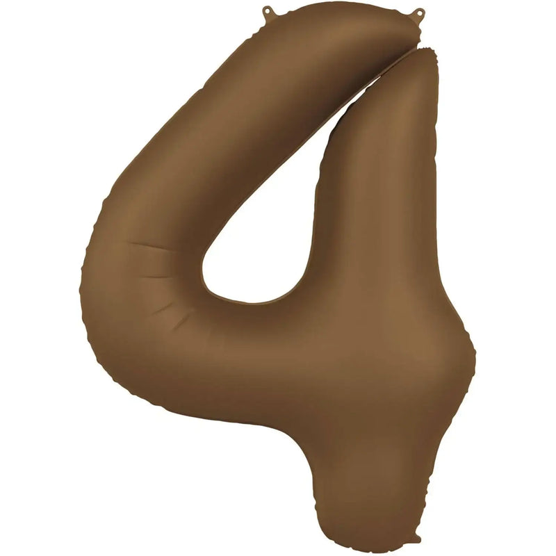 Cijfer Ballon 4 - Bruin - 86 cm - Ballonnenshop.nl
