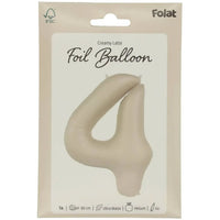 Cijfer Ballon 4 - Creamy Latte - Matt - 86 cm - Ballonnenshop.nl