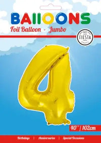 Cijfer Ballon 4 Goud 102 cm - Ballonnenshop.nl