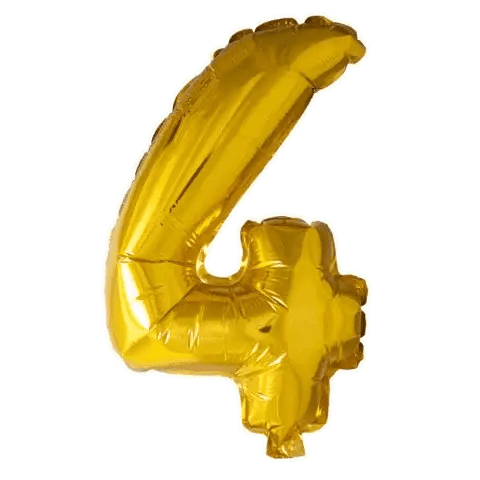 Cijfer Ballon 4 Goud - 41 cm - Ballonnenshop.nl