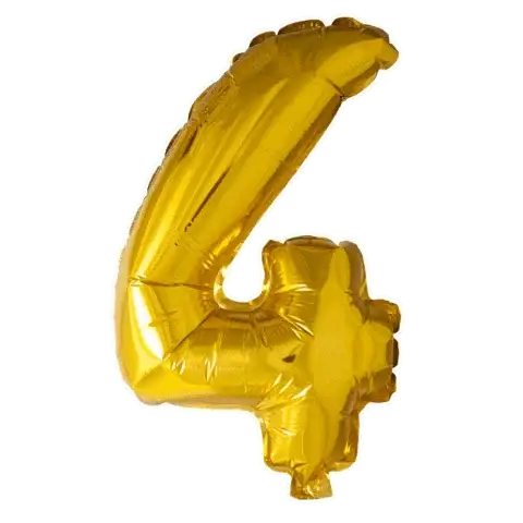 Cijfer Ballon 4 - Goud - 41 cm - Ballonnenshop.nl
