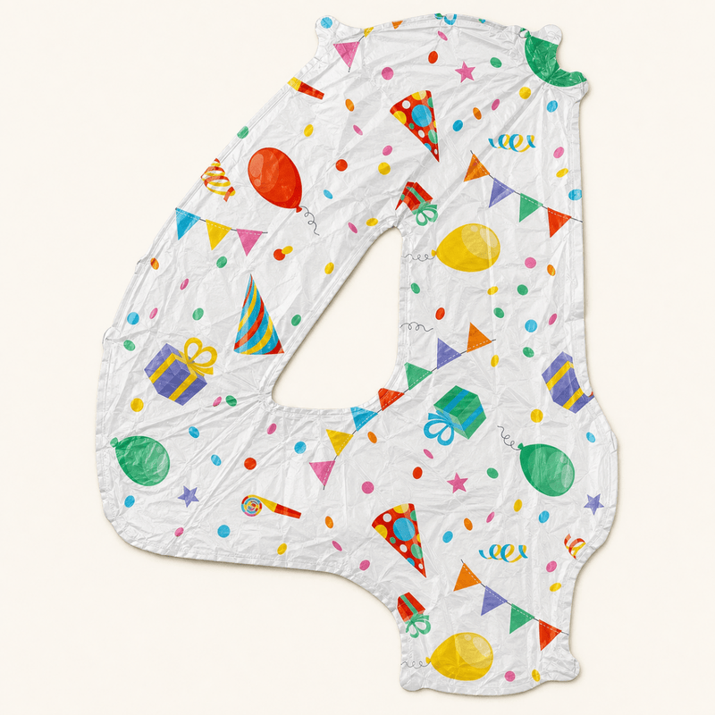Cijfer Ballon 4 Joyful Party - 86 cm - Ballonnenshop.nl