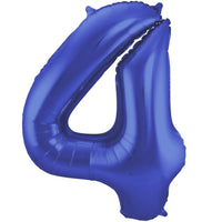 Cijfer Ballon 4 - Mat Blauw - 86 cm - Ballonnenshop.nl