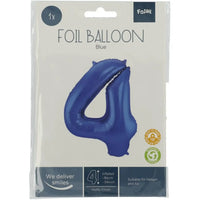 Cijfer Ballon 4 - Mat Blauw - 86 cm - Ballonnenshop.nl