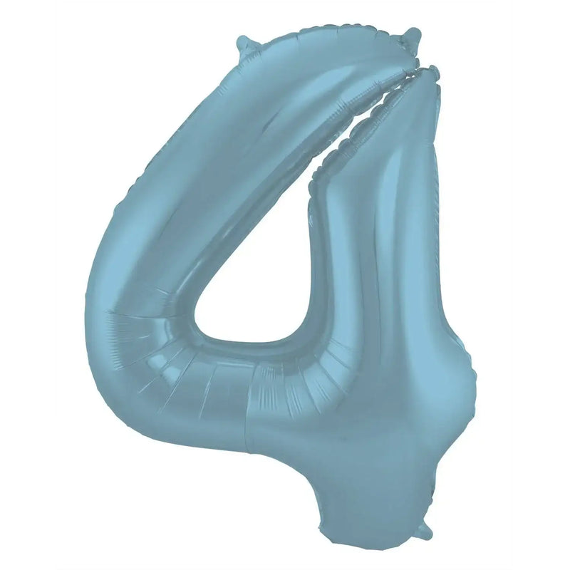 Cijfer Ballon 4 - Pastel Blauw - 86 cm - Ballonnenshop.nl
