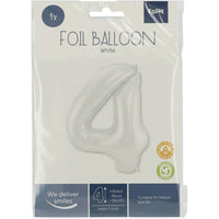 Cijfer Ballon 4 - Wit - 86 cm - Ballonnenshop.nl