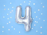 Cijfer Ballon 4 Zilver 35 cm - Ballonnenshop.nl