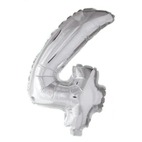 Cijfer Ballon 4 - Zilver - 41 cm - Ballonnenshop.nl