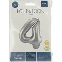 Cijfer Ballon 4 - Zilver - 86 cm - Ballonnenshop.nl