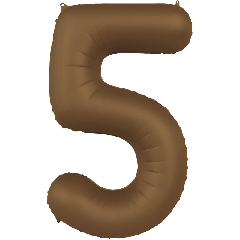 Cijfer Ballon 5 - Bruin - 86 cm - Ballonnenshop.nl