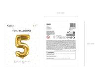 Cijfer Ballon 5 Goud 35 cm - Ballonnenshop.nl
