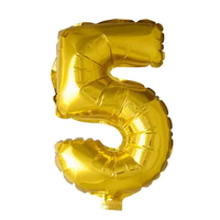 Cijfer Ballon 5 - Goud - 41 cm - Ballonnenshop.nl