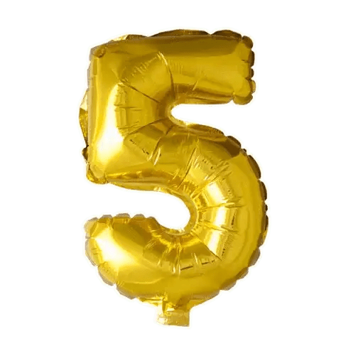 Cijfer Ballon 5 Goud - 41 cm - Ballonnenshop.nl
