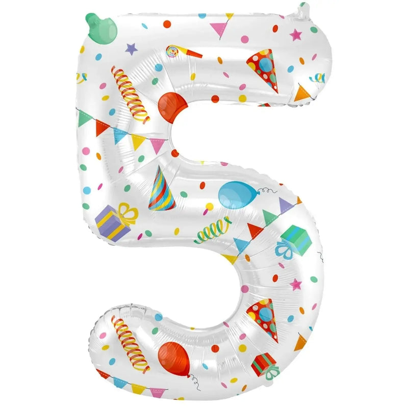 Cijfer Ballon 5 - Joyful Party - 86 cm - Ballonnenshop.nl
