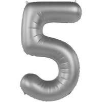 Cijfer Ballon 5 - Moonlight Zilver - 86 cm - Ballonnenshop.nl
