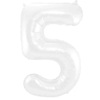 Cijfer Ballon 5 - Wit - 86 cm - Ballonnenshop.nl