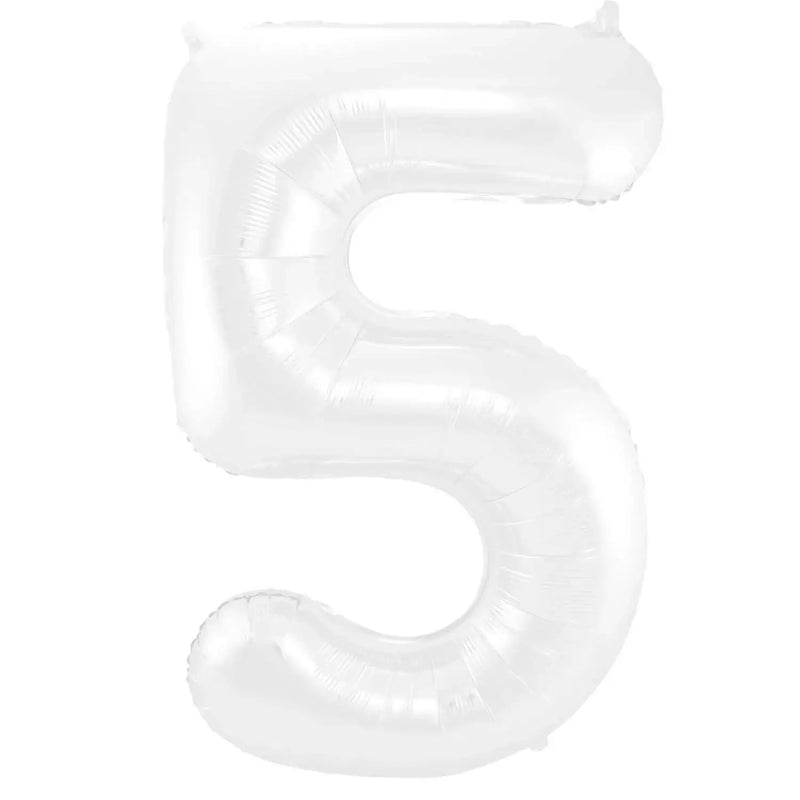 Cijfer Ballon 5 - Wit - 86 cm - Ballonnenshop.nl