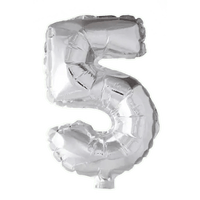 Cijfer Ballon 5 Zilver - 41 cm - Ballonnenshop.nl