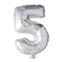 Cijfer Ballon 5 - Zilver - 41 cm - Ballonnenshop.nl