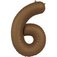 Cijfer Ballon 6 - Bruin - 86 cm - Ballonnenshop.nl