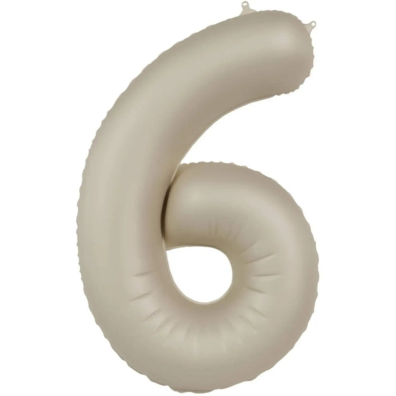 Cijfer Ballon 6 - Creamy Latte - Matt - 86 cm - Ballonnenshop.nl