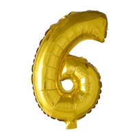Cijfer Ballon 6 - Goud - 41 cm - Ballonnenshop.nl